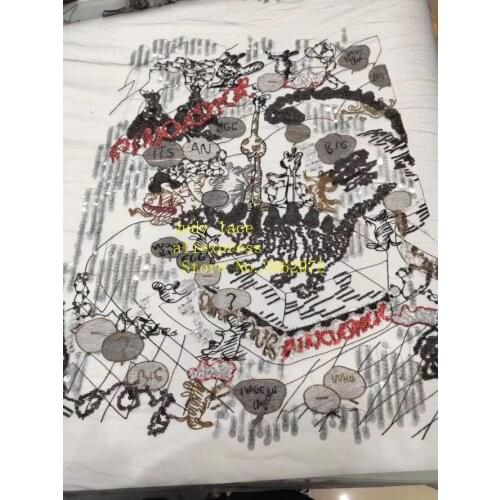 5yards/bag Mixed color embroidery sequins gothic style art word upscale fabric used in wedding dress design LPX16