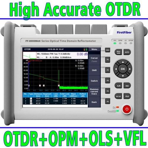 8000MAX OTDR 850/1300/1310/1490/1550/1625nm Optional Wavelength Fiber Optic OTDR Reflectometer FTTH With VFL OPM OLS Event Map