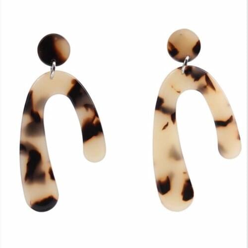 Tortoise Horseshoe Acrylic Earrings - Resin Bohemian Statement Lightweight Big Women Girls Earrings Birthday Gifts 5.5*3cm