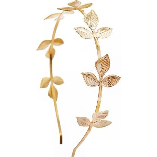 Baroque Greek Goddess Leaves Hairbands Bridal Gold Metal Hair Accessories For Wedding Crown Tiaras Girl Head Decoration Jewelry