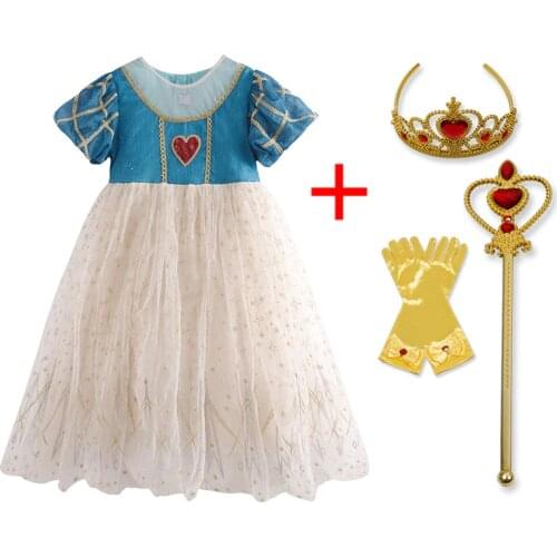 Fantasy Princess Dress 3-10 Years Chidlren Halloween Snow White Dress up Kids Birthday Party Anna Elsa Cosplay Girls Clothing