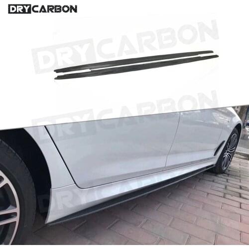 For 5 Series Carbon Fiber Side Skirts Bumper Lip Spoiler for BMW G30 G31 G38 M Tech M Sport 2017 2018 MP Style FRP