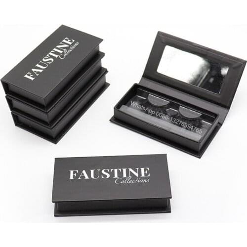 Private Label Black Eyelash Case With Mirror Mink Lashes 100% Hand Made 3D Mink Lashes Custom Lashbox Packaging With Logo