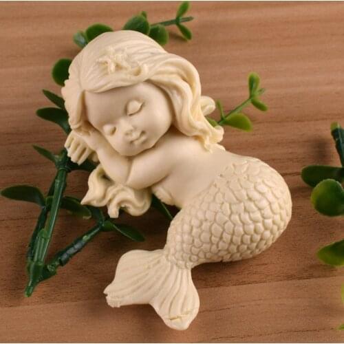 Mermaid Concrete Silicone Mold For DIY Crafts Cement Clay Mold Round Container Plaster Mold Candle Mould