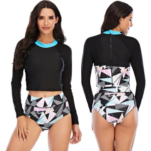 Surfwear Split Long-sleeved Womens Swimwear Sunscreen Swimwear Bathing Suit Women