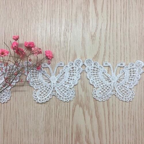 15yards White Butterfly Embroidery Lace Trim Applique 5cm Water Soluble Lace Edge For Garment Accessories Decoration