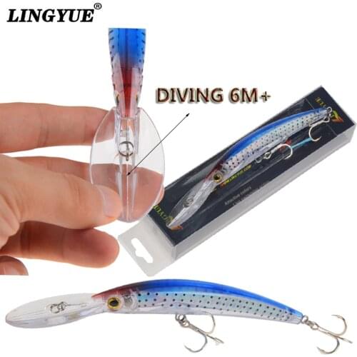LINGYUE Floating Fishing Lure Big Shad Minnow 17cm 24g Artificial Bait 6M Plastic 3D Eyes Wobbler Bass Lure Fishing Tackle peche