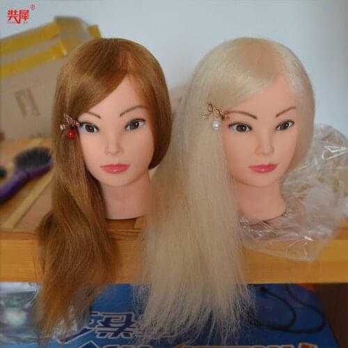 Mannequin Hair For Dolls Head Professional Styling Head 100% Real Hair 18inch Blonde Color For Paint Hot Curl Iron Hairdressing