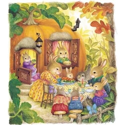 Cute rabbit Animal 14CT Unprinted Cross Stitch Kits Craft Aida Counted Needlework Sets for Embroidery Cross-Stitch