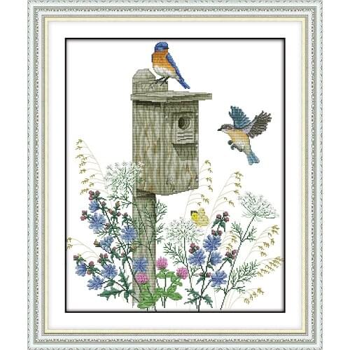 The birds home cross stitch kit animal patterns 18ct 14ct 11ct count print canvas stitches embroidery DIY handmade needlework