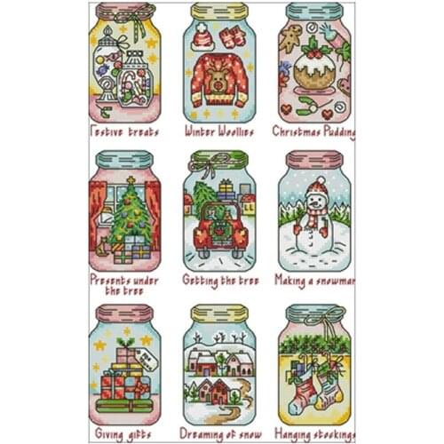 Christmas in a bottle patterns counted 11CT 14CT 18CT Cross Stitch Sets DIY Wholesale Cross-stitch Kits Embroidery Needlework