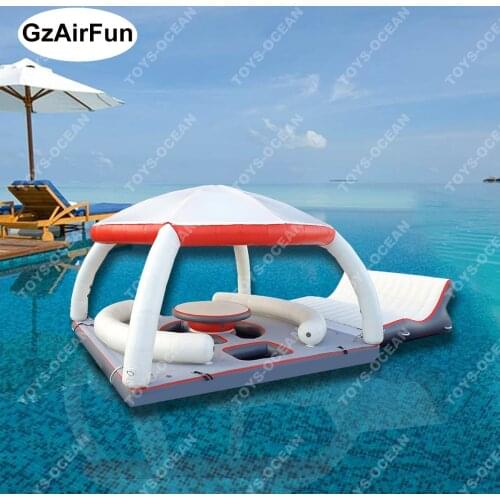 2021 new style inflatable floating platform, inflatable floating island, water leisure platform