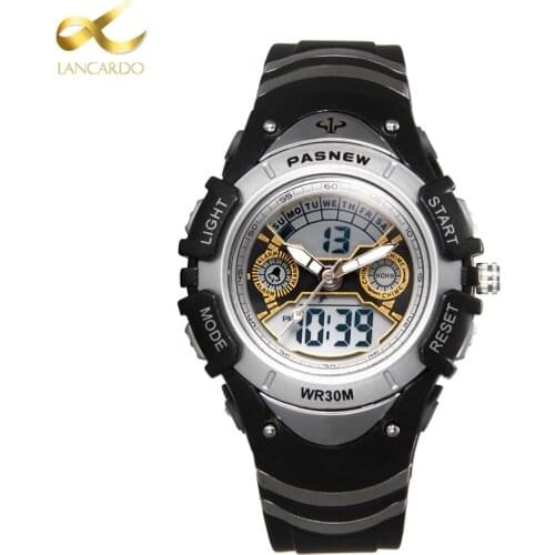 2021 Lancardo New Hot Children Sport Watch 30M Waterproof Wristwatches Kid Alarm Date Stopwatch Digital Analog Dual Display