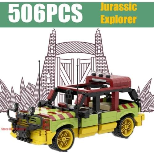 New Jurassic World Series Park Forded Car Explorer HighTechBuilding Blocks German Willis Antiaircraft Gun Brick Toy Kid Gift