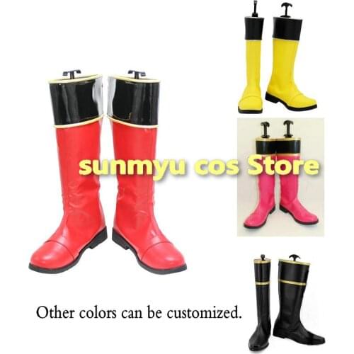 Red Ranger Mahou Sentai Magiranger Kai Ozu Tensou Sentai Goseiger Alata boots Shoes Yellow Cosplay Custom Size