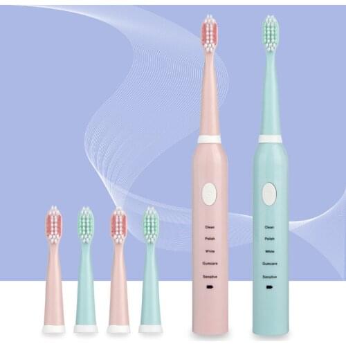 Rechargeable Electric Toothbrush Adult Timer Brush USB Charger Tooth Brush with Replacement Heads Ultrasonic Tooth Brush 40D