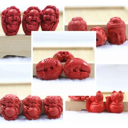 Charms red imitation cinnabar carving fine pendants hot sell beads jewelry diy accessories gems 2pcs B958