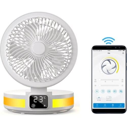App Remote Control USB Folding Oscillating Fan with Temperature Display LED