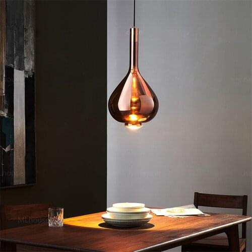 Flowing Water Drop Glass Luxury Pendant Lights Nordic Danish Design Restaurant Bedroom Living Room Table Hanging Lamps Fixtures