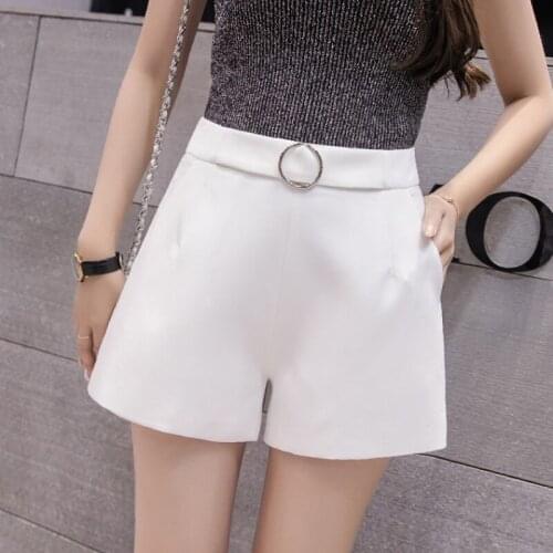 2020 Summer Wide Leg Shorts Women Casual Chiffon Short Trousers Womens Slim High Waist Shorts Solid White Ladies Short Feminino