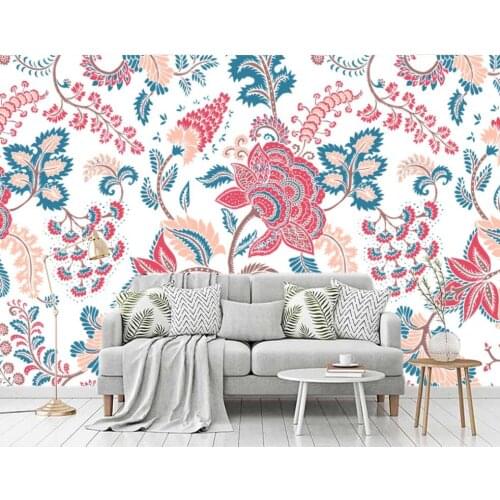 Nordic Hand-painted Pink Flower 3d Photo Wallpaper Nature Floral for Living Room Makeup Backdrop Contact Paper Papel De Parede