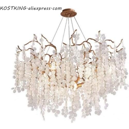 Modern Luxury Crystal Chandelier Lighting Nordic Glass Copper Lights Bedroom Living Room Chandeliers Round Hanging Lamp
