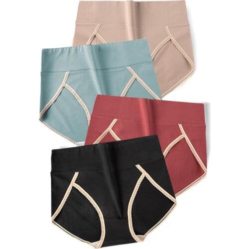 Large size 100 kg high waist womens underwear cotton mulberry silk antibacterial abdomen in briefs stretch new Panties