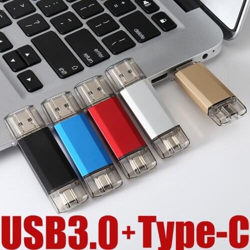 USB Flash Drive 3.0 USB C OTG Pendrive 32GB 64GB 128GB 256GB For Xiaomi Redmi5 For Samsung S9 Plus Note 9 Memory Stick Pen Drive