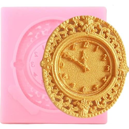 Vintage Clock Silicone Molds Cupcake Topper Fondant Mold Cake Decorating Tools Candy Polymer Clay Chocolate Gumpaste Moulds