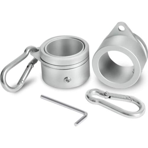 2Pcs Aluminum Alloy Flagpole Rings with Fixed Carabiner Hook 360 Degree Rotating Anti Wrap Flag Mounting Spinning Kit