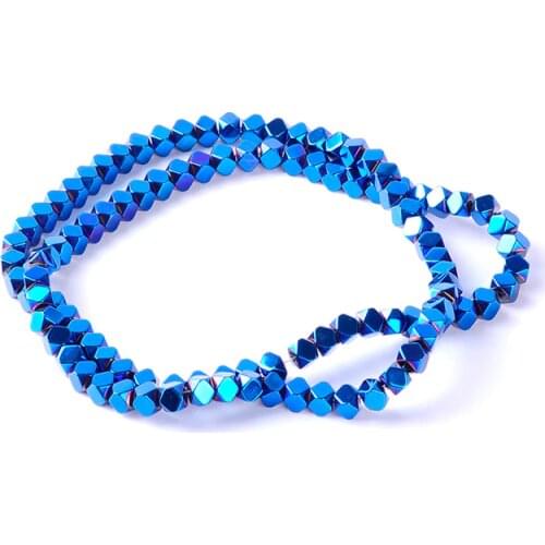 7colors 3mm Natural Stone Bright Hematite Beads Polyhedron shape new beads for DIY Necklace Bracelet Jewelry Making Accessories