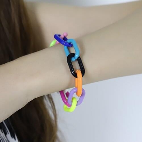 Acrylic Rainbow Chain Bracelet Set Natural Stone Beads Crystal Tassel Bangles Bracelets Pulseras Mujer Jewelry for Women Gift