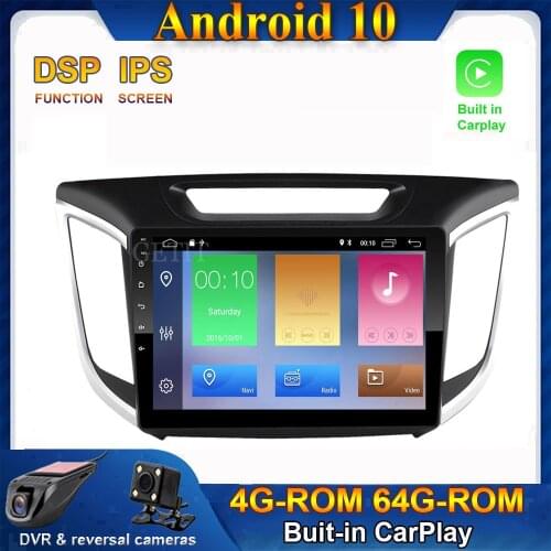 CARPLAY Android 10.0 Car Radio Stereo Player GPS Navigation Multimedia For hyundai Creta ix25 2015-2019 NO DVD