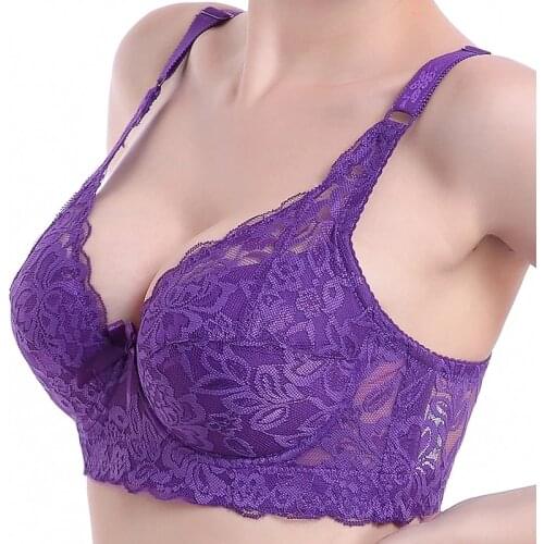 Hot Full cup thin underwear small bra plus size wireless adjustable lace Womens bra breast cover B C D cup Large size Lace Bras