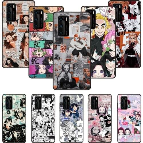Phone Case For Huawei P20 P30 P40 P Smart Z + P10 Mate 30 10 20 Lite Pro Black Cover Anime Kimetsu No Yaiba Demon Slayer