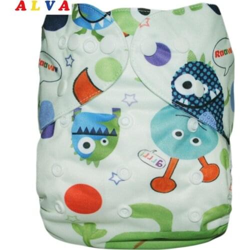 Alvababy Polyester Double Row Snaps One Pocket Diaper with Insert S45