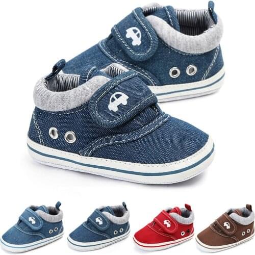 0-2 Cartoon Car Denim Boots Baby Shoes Boy Girl Sneaker Cotton Soft Anti-Slip Newborn Infant First Walkers Toddler Casual Shoes
