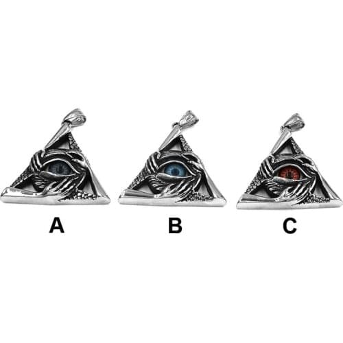 Egyptian Eye of Horus Ra Udjat Talisman Pendant Stainless Steel Illuminati Pyramid Eye Evil Hand Biker Men Pendant 548B