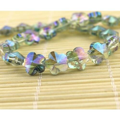 20pcs/lot 10x10mm Crystal Jewelry Beads Colorful Flower Shape Glasses Crystal Beads Hot Pink Green for Jewelry Pendant Bracelet