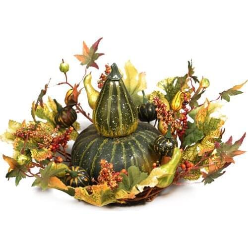 Artificial Mini Pumpkins with Artificial Flowers Bonsai for Christmas Harvest Party Party Home Store Desk Decoration
