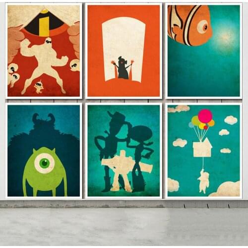 Canvas Painting Pixar Cartoon Animated Movie Poster Disney Disney Classic Animation Finding Nemo Toys Story Wall Art Home Decor
