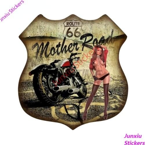 Creative Retro Route 66 Shield Sign JDM Vinyl Car Stickers Accessories for Bumper Window Motorcycle Waterproof Decal PVC13x12cm