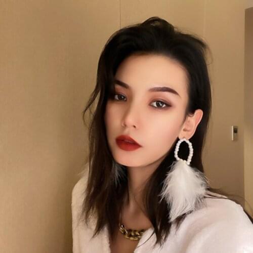 Summer new style personality creative plush pendant earrings luxury fashion casual banquet party earrings for women