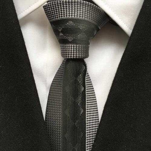 2021 Mens Ties Designer Novelty Panel Neck Tie Silver with Plaid Stripe Cravat
