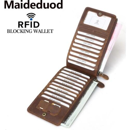 Maideduod Genuine Leather Vintage Business ID Card High quality Credit Card Holder Case Slot Mens Card Purse Slim Wallet