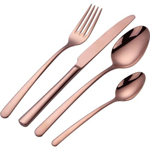 Rose Gold Tableware Set Steak Knife Fork Spoon Sets Table Cutlery Kitchen Device Sets Dinnerware Set Zero Waste Gift Box