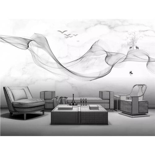 Beibehang Chinese ink mural 3d wallpaper smoke landscape art marble living room bedroom background wall home decoration TV mural