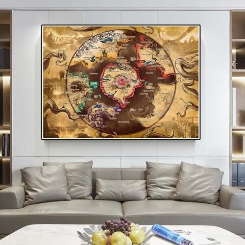 225*150cm Large Vintage Map Non-woven Canvas Painting Art Poster Wall Sticker Card Living Room Home Decoration