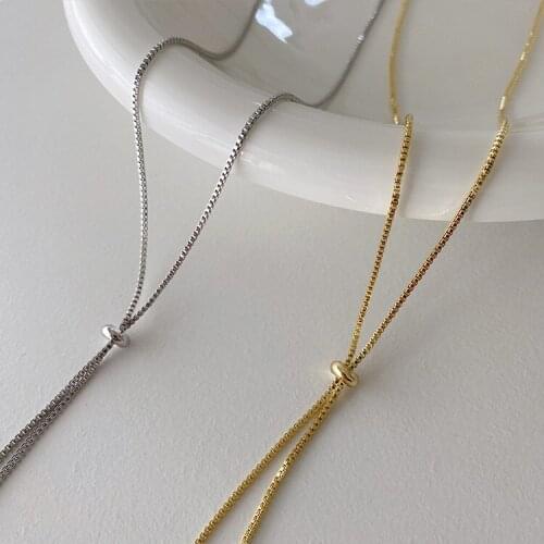 New Trend 2021 Simple Young Long Silver Color Gold Chain Necklace For Women Teens Fashion Jewelry
