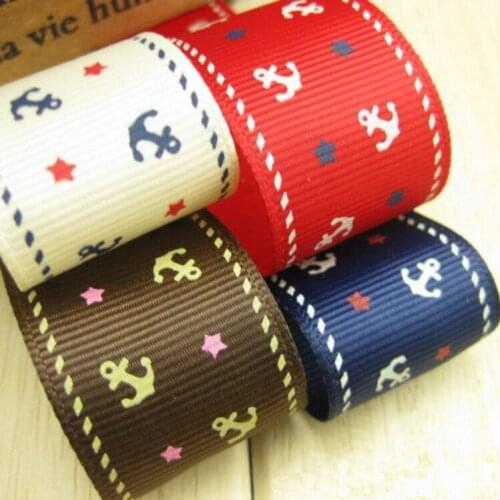 New Arrival 25mm Anchor Printed Color Grosgrian Ribbon DIY Hairbows Accessories Wedding Gift Wrap Decorative Ribbon 20 Meter